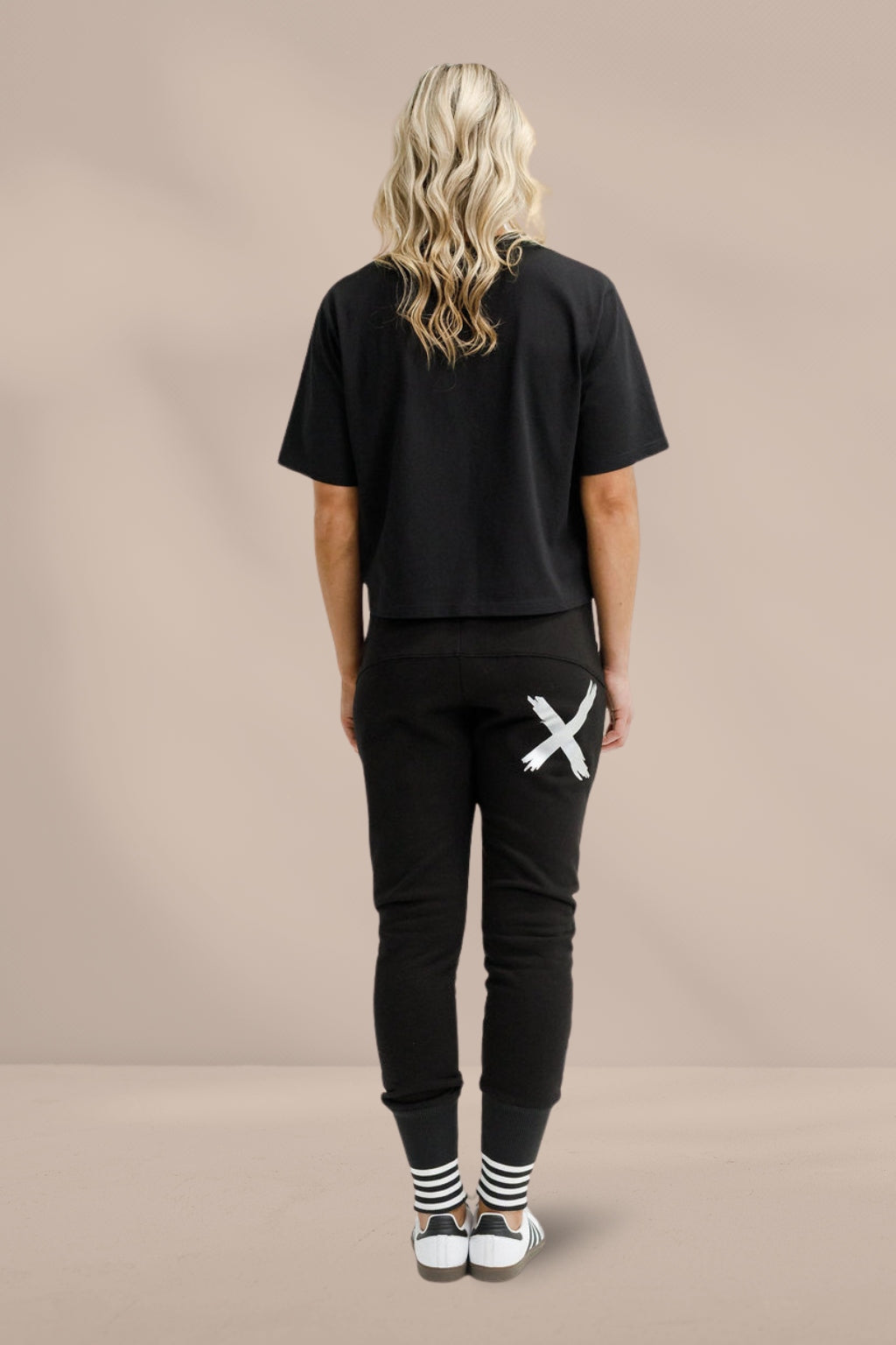 Homelee Alpine Apartment Pants Black with Silver X and Striped Cuff