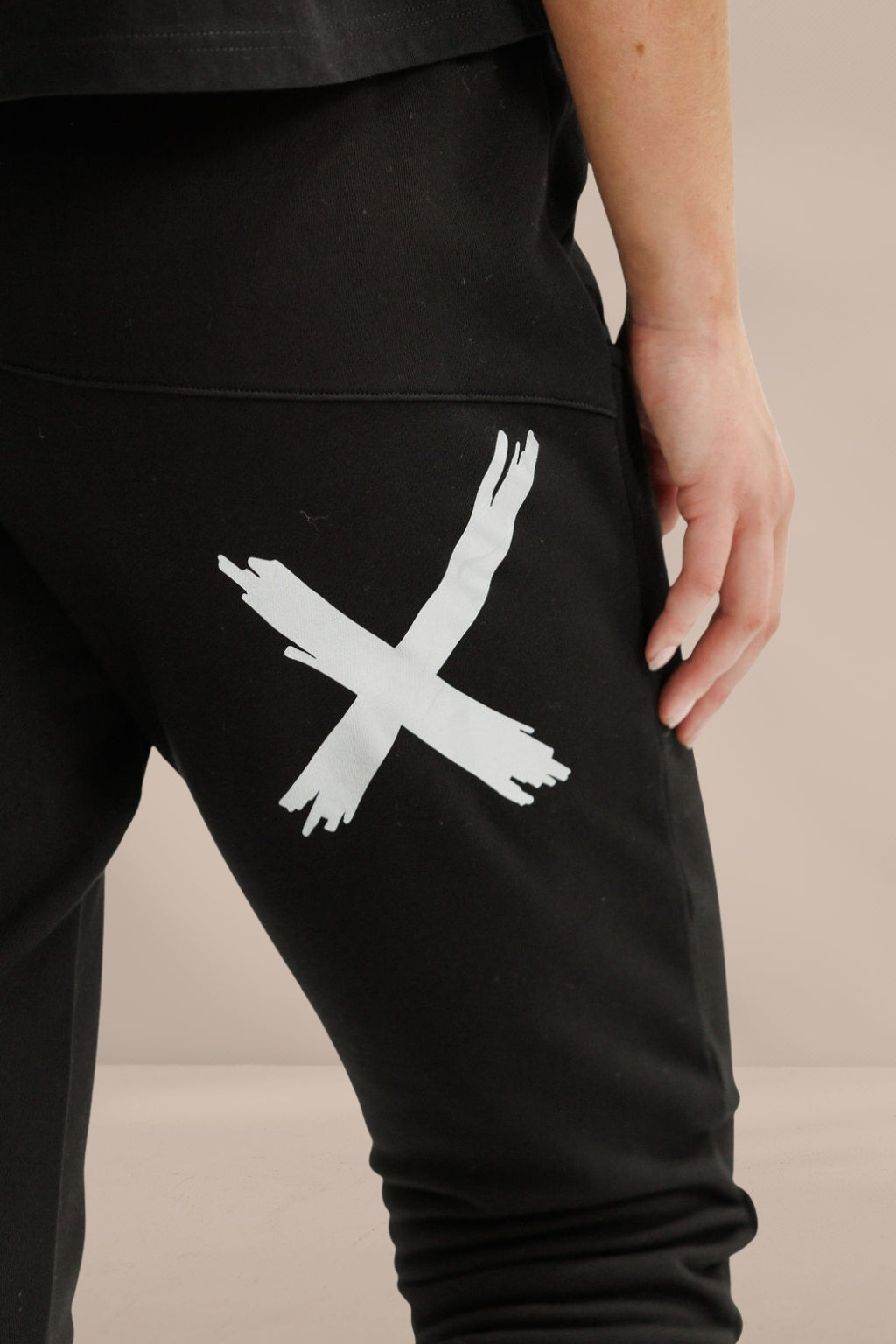 Homelee Alpine Apartment Pants Black with Silver X and Striped Cuff